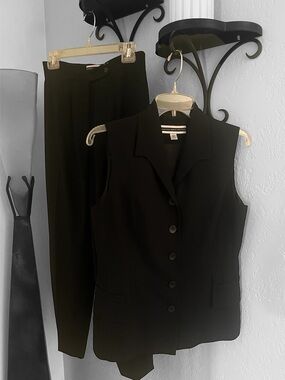 Vintage Amanda Smith black pantsuit petite 10